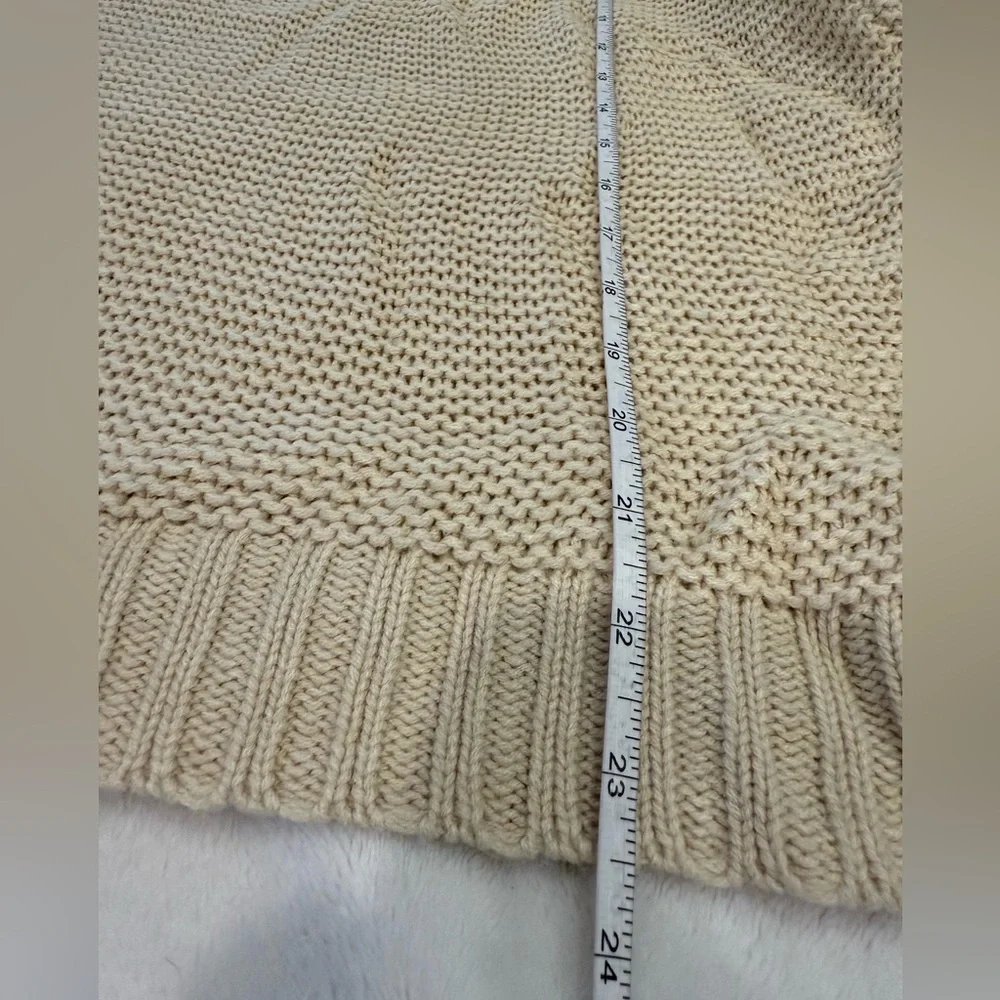 Jack by BB Dakota boho sweater cream chunky knit lace up V neck long sleeves Med - Picture 7 of 10